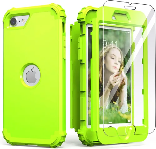 Vista 12 de IDweel Funda para iPhone SE 2020 con protector de pantalla, para iPhone SE 2022, 3 en 1, absorción de golpes, ajuste delgado, cubierta