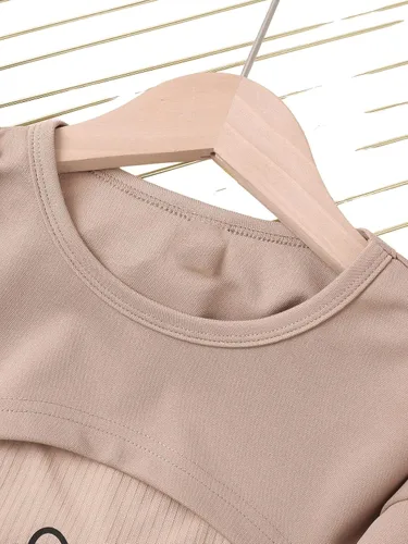 Vista 5 de Floerns Conjunto de 3 piezas con camiseta estampada para niñas, con camiseta súper corta