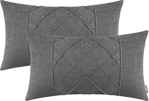 Vista 65 de BRAWARM Fundas de almohada 40x40 cm - Paquete de 2 fundas de almohada de chenilla negra, fundas de almohada de chenilla suave teñida sólida