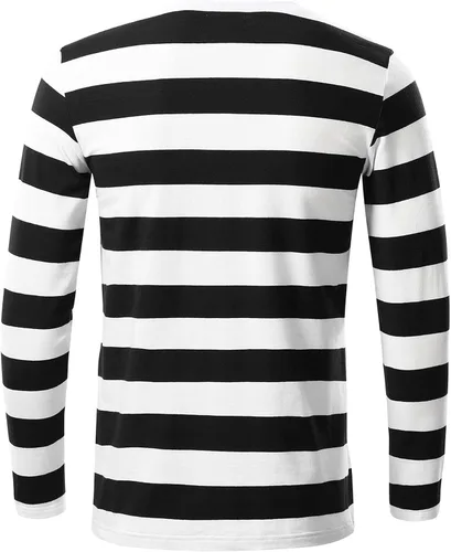 Vista 4 de VETIOR Mens Basic Striped Long Sleeve Casual Cotton T-Shirt