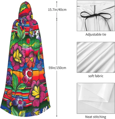 Vista 5 de Colorida capa con capucha de serape mexicano capa unisex con capucha capa de bruja de vampiro disfraz de cosplay