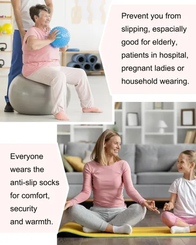 Vista 7 de Calcetines de pilates con empuñaduras para mujer, calcetines antideslizantes para yoga, barras, ballet, baile, entrenamiento descalzo, hospital