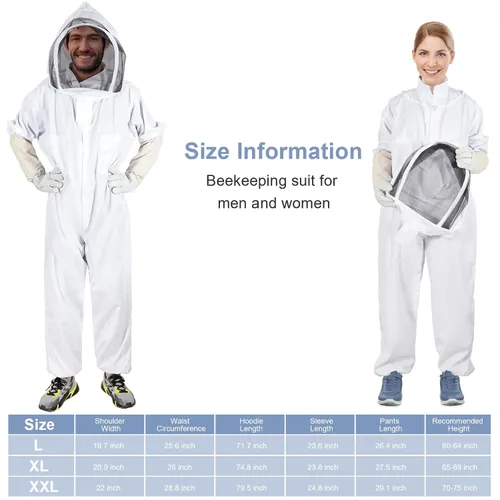 Vista 5 de Trajes de Apicultor para Hombres y Mujeres, Traje de Apicultor con Guantes de Apicultura, Traje de Apicultura con Capucha y Velo, Traje de Apicultor