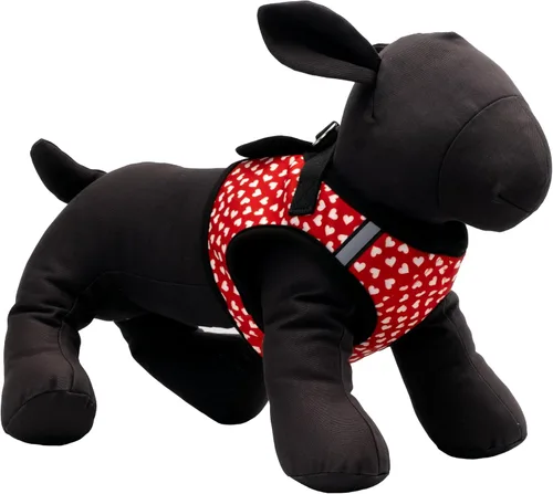 Vista 2 de THE WORTHY DOG Easy Step-in Mesh Harness for Small Dogs, Red Be Mine - Rojo