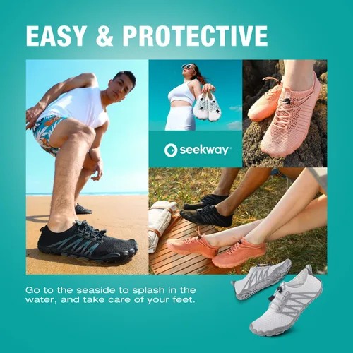 Vista 7 de SEEKWAY - Zapatos para usar en agua para adultos, unisex, tipo calcetín, de secado rápido, que brindan sensación de pies descalzos para la playa