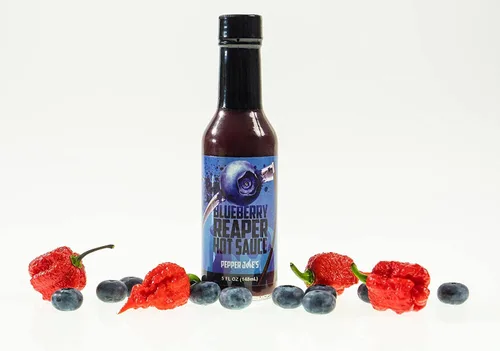 Vista 6 de Pepper Joe's Blueberry Reaper - Salsa picante de Carolina Reaper de primera calidad, hecha con chile y arándanos maduros más calientes del mundo, 5