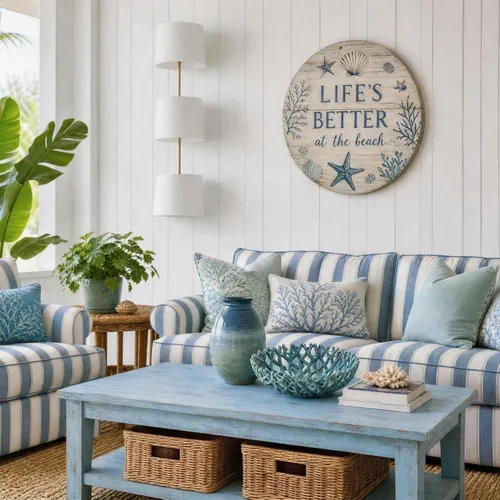 Vista 4 de Cuenco de coral de resina azul de 10 pulgadas, decoración artística costera