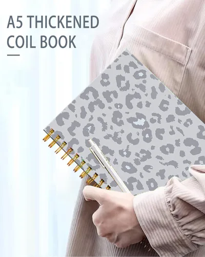 Vista 4 de iampanda Cuaderno de diario en espiral, encuadernación fuerte de doble alambre con papel de primera calidad para niñas y mujeres, guepardo de lujo