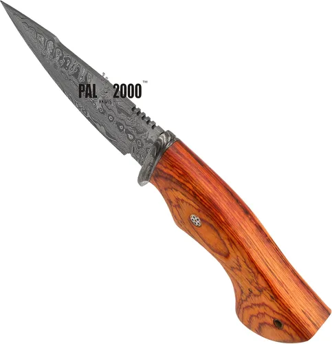 Vista 4 de PAL 2000 KNIVES Cuchillo de caza hecho a mano de acero de Damasco de 10 pulgadas - Mango de madera con funda 2060