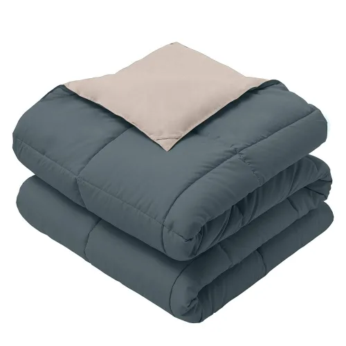 Vista 8 de Edredón reversible hipoalergénico con plumón alternativo, manta de calor medio, Azul/Blanco