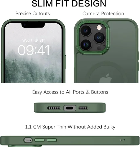 Vista 9 de BENTOBEN Funda magnética para iPhone 13 Pro Max, compatible con MagSafe, translúcida mate esmerilada, antihuellas, delgada, a prueba de golpes