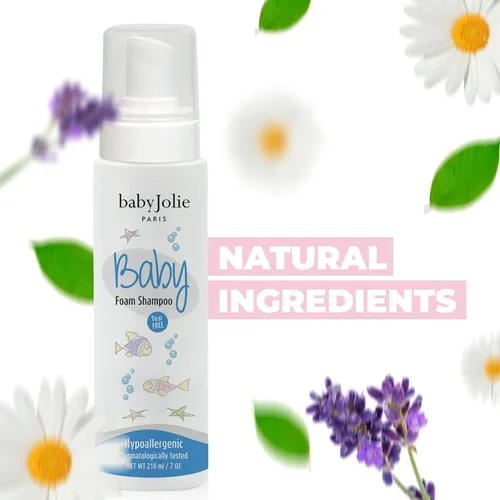 Vista 7 de Baby Jolie Champú para bebés Foam Paris, con fórmula sin lágrimas. Champú Cradle Cap para bebés Suave y seguro para recién nacidos y niños pequeños