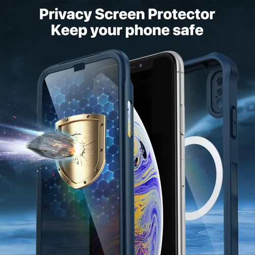 Vista 64 de CENHUFO Funda de privacidad para iPhone 11 Pro, funda de cuerpo completo con protector de pantalla de privacidad de vidrio templado 9H integrado