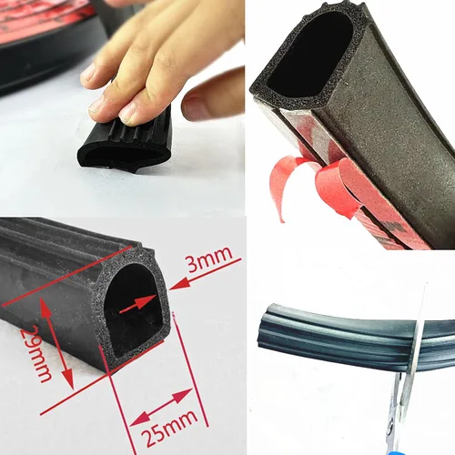 Vista 2 de Moyishi Tira de sello de goma para puerta en forma de D, sello deslizante de 1 pulgada, goma EPDM autoadhesiva, burlete para llenar huecos, aplicar