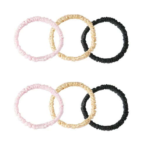 Vista 11 de Lazos para el cabello de seda de morera, prevención del encrespamiento y sin daños, accesorios para dormir y noche para mujeres (albaricoque)