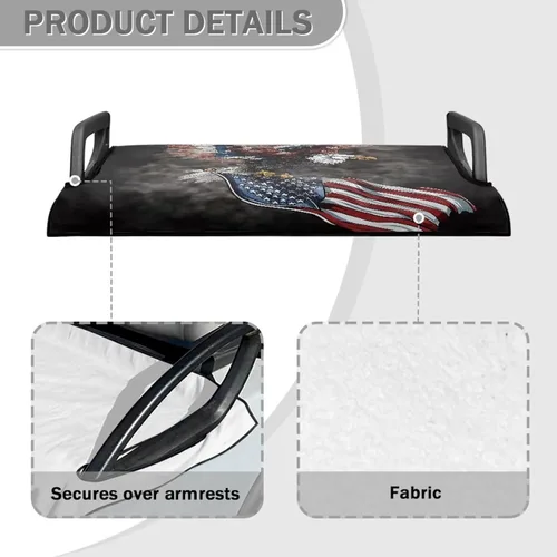 Vista 4 de Fundas de asiento de carrito de golf con bandera estadounidense de águila, manta de golf duradera para asientos de 2 personas, resistente a