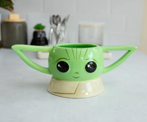 Vista 5 de STAR WARS: The Mandalorian Grogu - Taza de cerámica esculpida Taza de café grande sin BPA para expreso, cafeína, bebidas, esenciales para el hogar