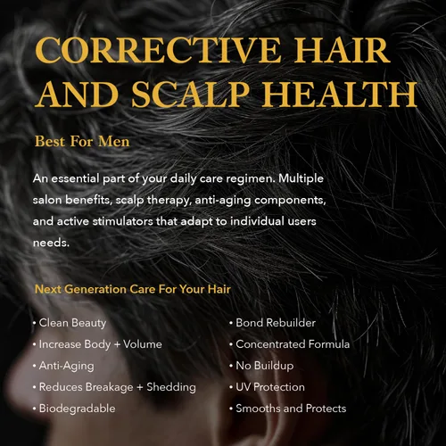Vista 2 de Correctivo, tratamiento diario sin enjuague, salud del cuero cabelludo y crecimiento del cabello tópico para hombres para un cuero cabelludo