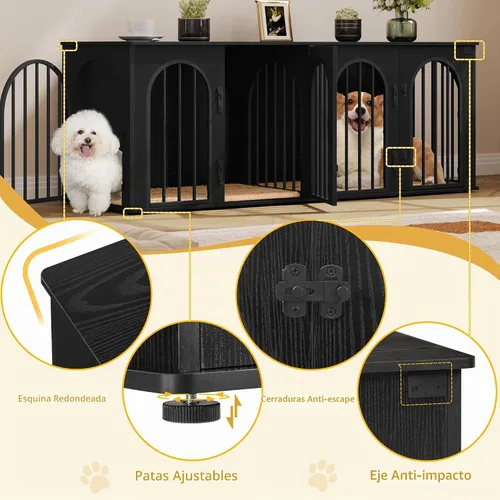 Vista 7 de Hzuaneri - Muebles de jaula doble para perros de 63 pulgadas, para interiores con cojín