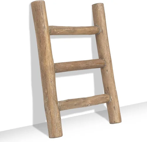 Vista 17 de FUIN - Escalera decorativa de madera maciza rústica de 6 pies, color negro