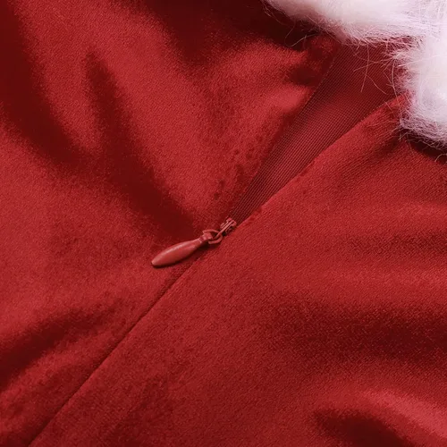 Vista 5 de Wrrkayly Disfraz de Papá Noel para mujer, vestido de terciopelo con capucha, vestido de Navidad, juego de rol, vestido de cosplay bodycon para fiesta