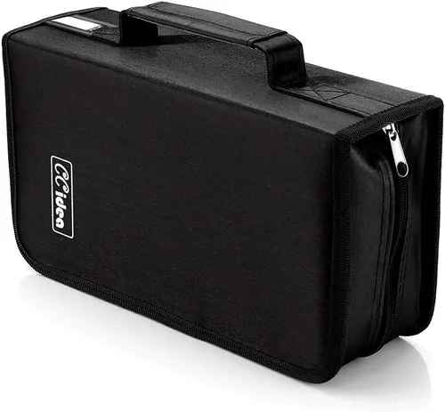 Vista 5 de CCidea Funda para CD y DVD, capacidad de 128 fundas de DVD, organizador de plástico para CD, cartera portátil para viajes en casa (negro)