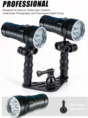 Vista 7 de PFSN Dive Light Scuba Diving Flashlight, Professional Underwater Flashlight IPX68 Waterproof, Super Bright Diving Torch Best Gear for Diver