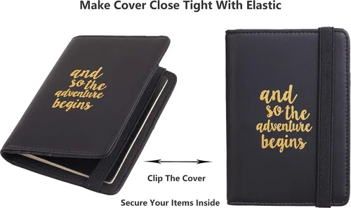 Vista 5 de Casmonal Funda para pasaporte con bloqueo RFID de cuero, porta tarjetas, organizador de documentos de viaje.