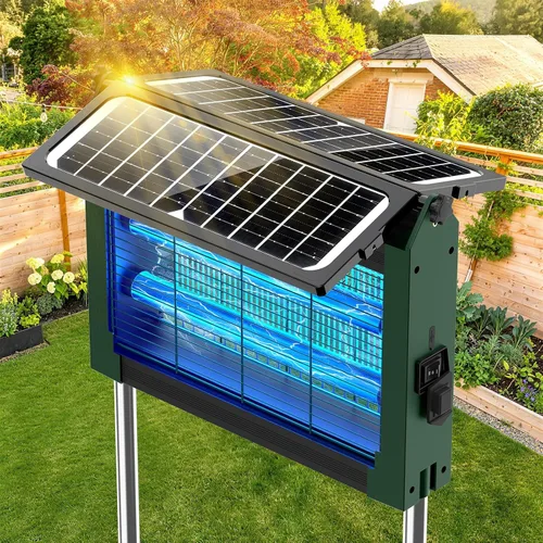 Vista 12 de Exterminador solar de insectos al aire libre, matamosquitos de 4500 V con Negro