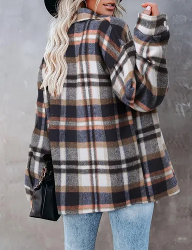 Vista 160 de ZOLUCKY Chaqueta de manga larga con botones para mujer, talla grande, blusas