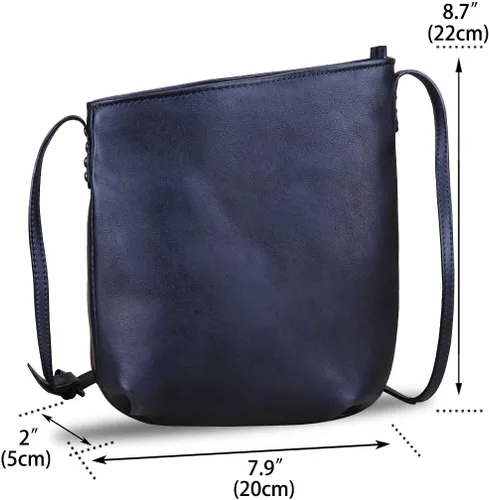 Vista 5 de LRTO Bolsos cruzados de cuero genuino para mujer, bolso retro hecho a mano, pequeño diseñador lindo bolso de hombro