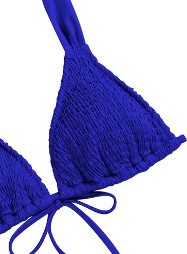 Vista 8 de ZAFUL Traje de baño de 2 piezas para mujer, traje de baño brasileño con tirantes de satén fruncido, traje de baño con cordones