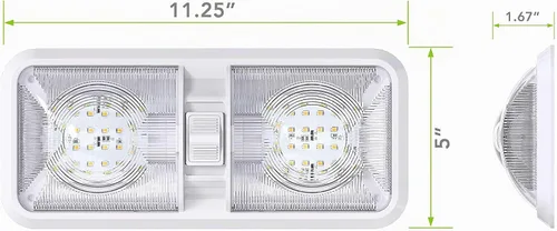Vista 2 de Aplique de luz LED para techo de RV con doble cúpula y interruptor de encendido/apagado para iluminación interior de coche/RV/remolque/camper/barco