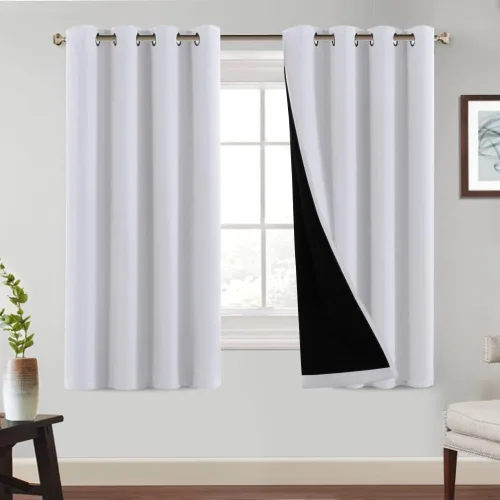 Vista 41 de PrinceDeco Cortinas 100% opacas de 54 pulgadas de largo, completamente opacas, tratamiento de ventanas, cortinas forradas con aislamiento térmico