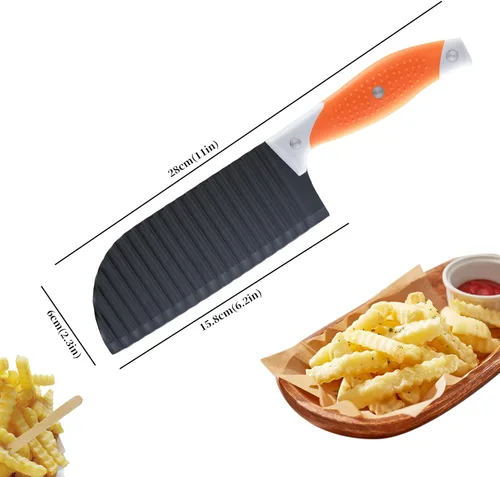 Vista 2 de VITUER Cortador arrugado para verduras, cuchillo de corte arrugado para papas fritas, verduras, papa, pepino, zanahoria y fruta, cortador de papas