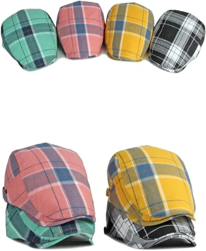Vista 7 de WITHMOONS Gorra plana ajustable a cuadros coloridos YZ30109