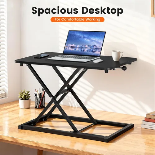 Vista 7 de Convertidor de escritorio de pie de altura ajustable, elevador de teclado de 23.6 x 13.4 pulgadas para elevador de escritorio de pie, soporte