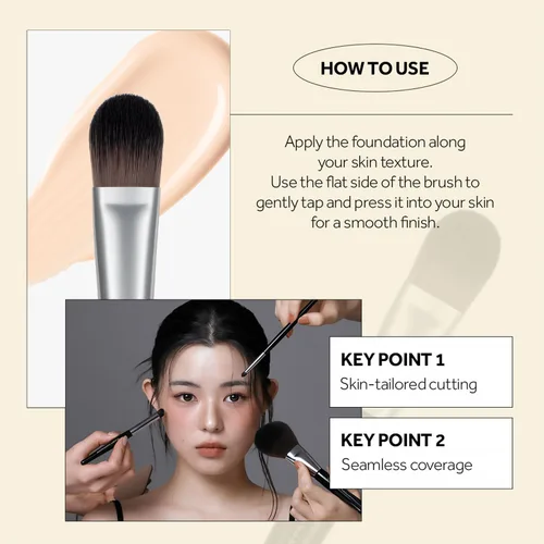 Vista 4 de STUDIO17 Brocha de base para maquillaje líquido Brocha de maquillaje coreana con cerdas sintéticas ultrasuaves