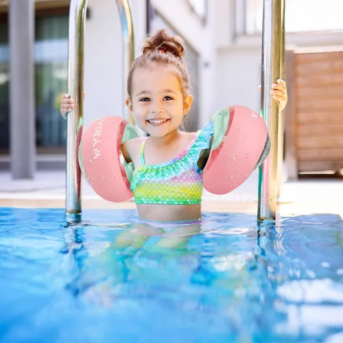 Vista 2 de WYRIAZA Flotadores de brazo para niños de 1 a 6 años, flotadores de brazo para piscina de 13 a 44 libras, flotadores inflables para bebés