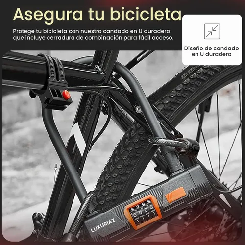 Vista 6 de Cerradura de bicicleta resistente con cable de acero de 5 pies, combinación reiniciable de 4 dígitos, bloqueo de cable duradero para protección