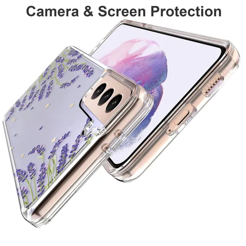 Vista 3 de BAISRKE - Carcasa rígida para Samsung S21, diseño floral, color lavanda