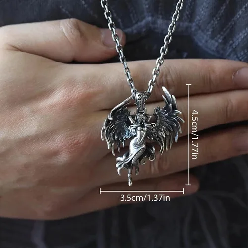 Vista 4 de Amposei Collar con colgante de ángel de la guarda, collares con colgante para mujeres y hombres, collar de ángel guardián, regalos con colgante
