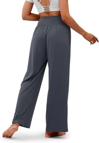Vista 2 de Pantalones de pierna ancha para mujer, pantalones de yoga sueltos, cómodos, pijama, casual, holgados, palazzo, con bolsillos
