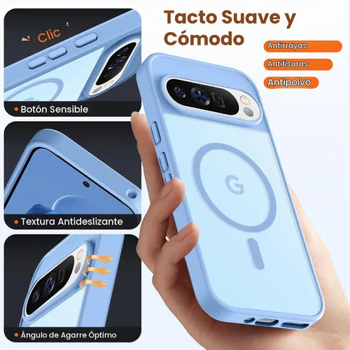 Vista 6 de Funda para Google Pixel 9 pro XL, compatible con magnética, azul