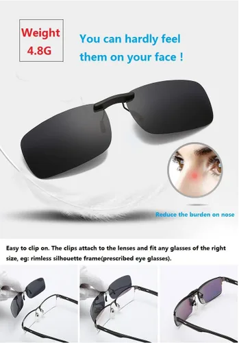 Vista 2 de Gafas de sol polarizadas con clip para gafas graduadas, gafas de sol con clip