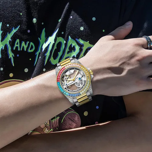 Vista 4 de Olika Women Watch Self Winding Mechanical Watch - Stainless Steel Skeleton Watch Luminous Waterproof Watch Business Stylish Watch for Woman