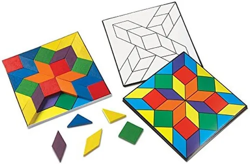 Vista 4 de Learning Resources Bloques de parquetería y 20 tarjetas de patrón, juego de 53 piezas, a partir de 4 años