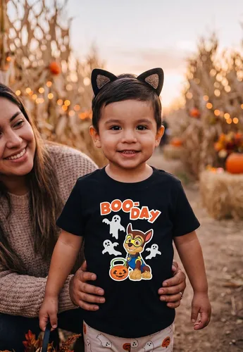 Vista 6 de Tstars Paw Patrol - Camisa de Halloween para niños pequeños, Chase Skye Boo-day / Negro