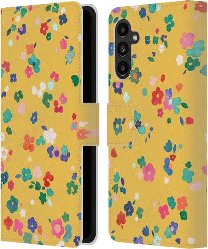Vista 309 de Head Case Designs Officially Licensed Ninola Ditsy Flowers Yellow Nature Bold Leather Wallet Case Compatible with Samsung Galaxy A07 4G