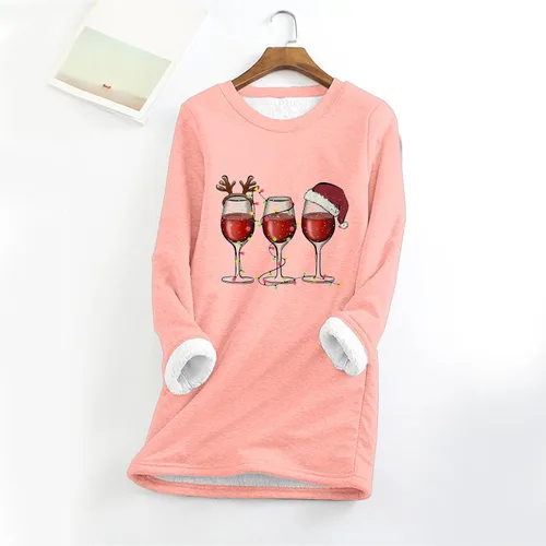 Vista 2 de Ceboyel Sudadera de invierno de moda 2023 para mujer, suéter de Navidad con forro polar y forro de sherpa, pijama cálido para descansar